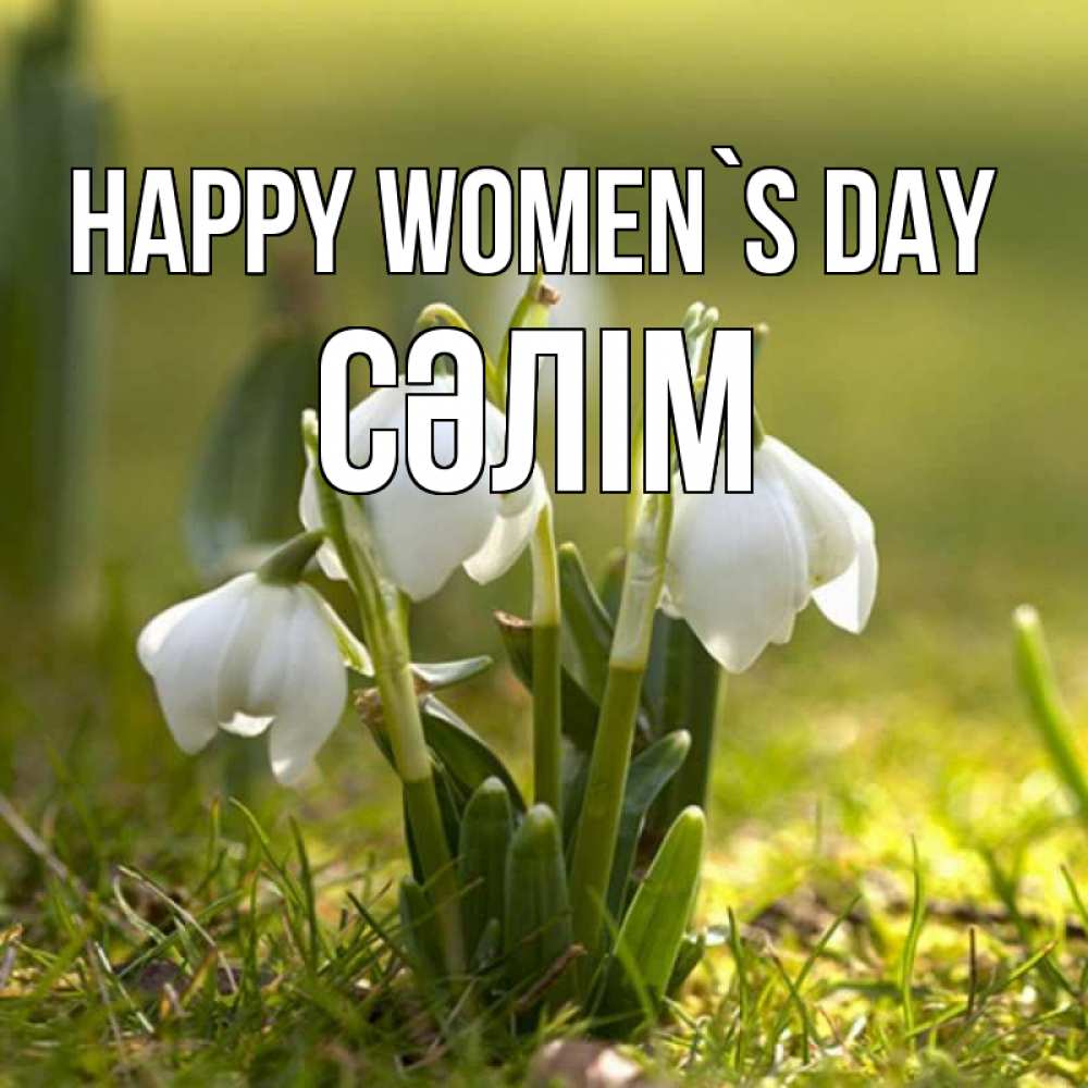 Greetings card с именем, СӘЛІМ happy women`s day ранние цветы 2 Greetings with text for free download 